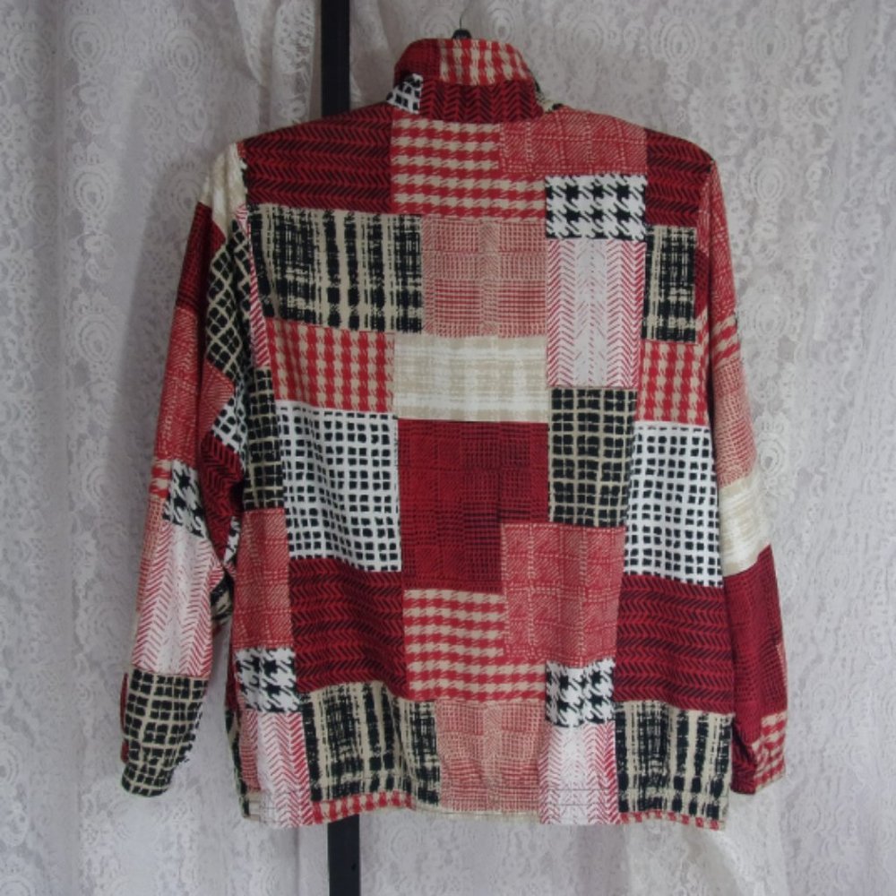 Koret Red Black White Print Patchwork Jacket Size… - image 2